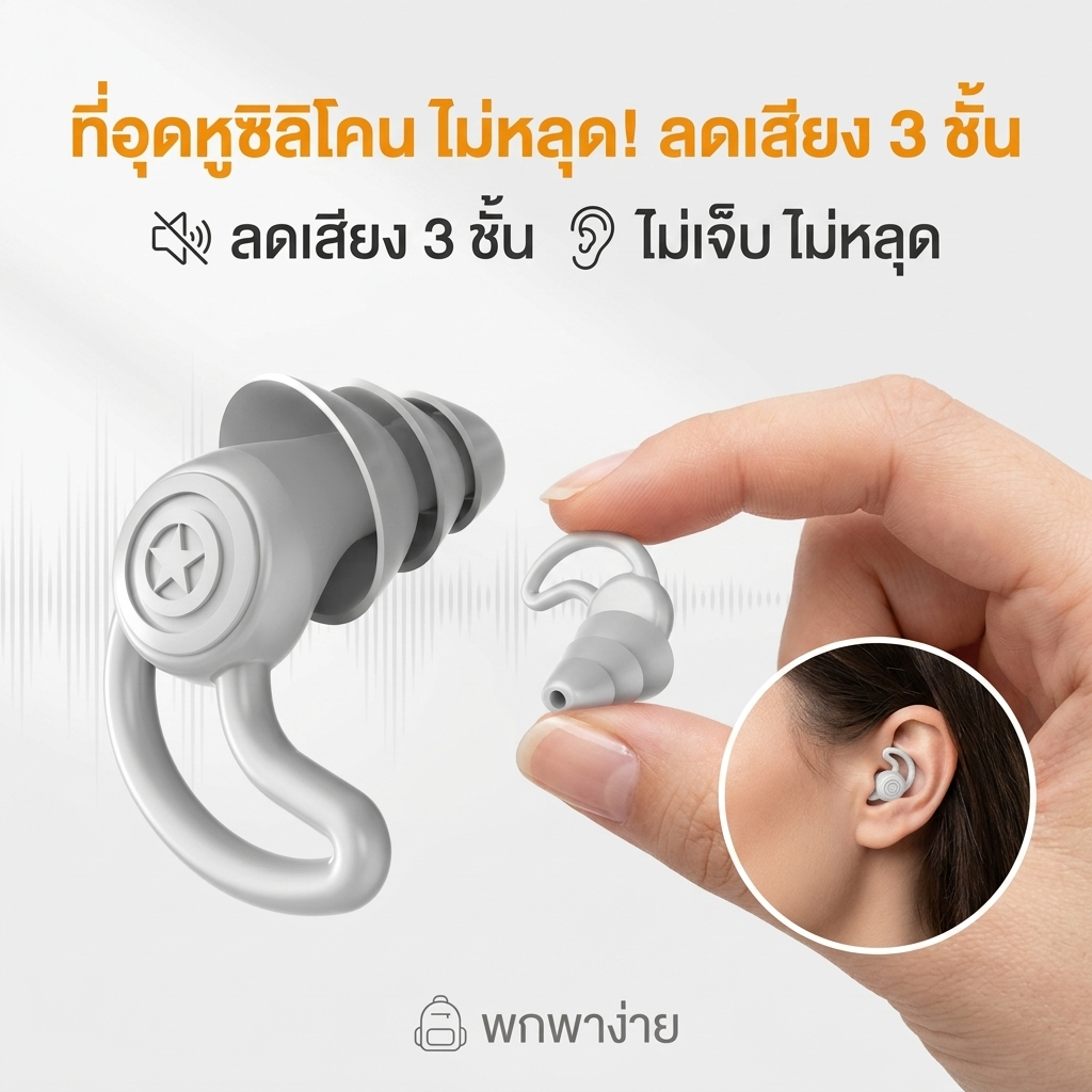 ลดเสียง นุ่มใส่สบาย ที่อุดหู ที่อุดหูตอนนอน ที่อุดหูกันดัง เอียปลั๊กอุดหู อุดหูกันเสียง เอียร์ปลั๊