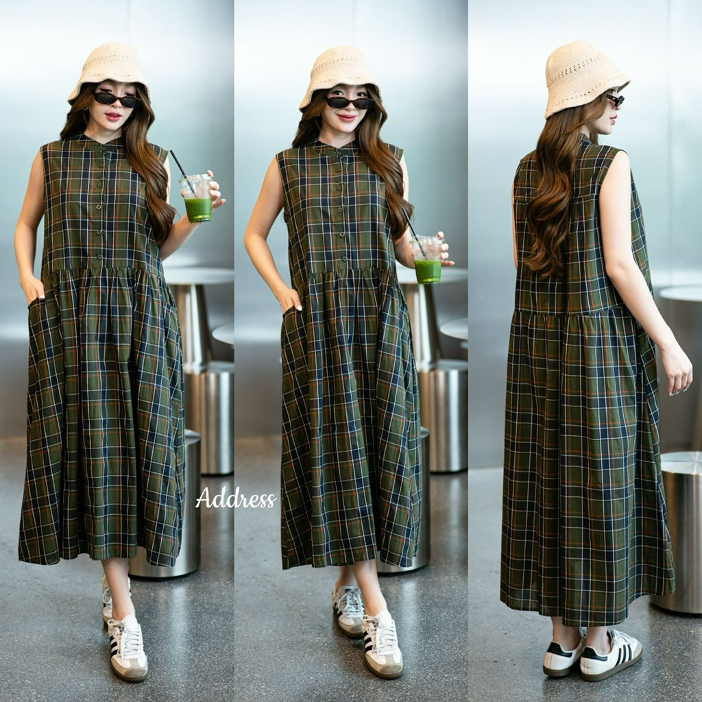 🌈🌿🌺🌼🌸💚🇰🇷 Scott CHN Collar Sleeveless Maxi Dress