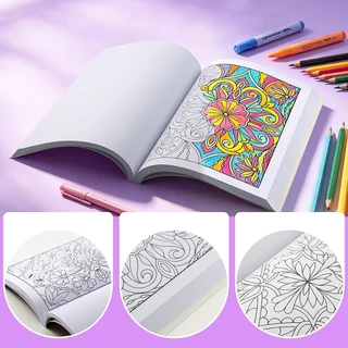 สมุดระบายสี คลายซิปสมุดวาดรูป สมุดระบายสีเด็ก หนังสือวาดรูป ผู้ใหญ่และวัยรุ่น Doodles Book Sticker Coloring Books
