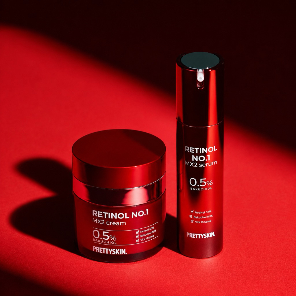 เซรั่ม PRETTYSKIN Retinol MX2 + ครีม Bakuchiol เซตผิวกระจก ลดรอยสิว รูขุมขนดูเรียบ ผิวฉ่ำเด้ง หน้าใสขึ้น💖