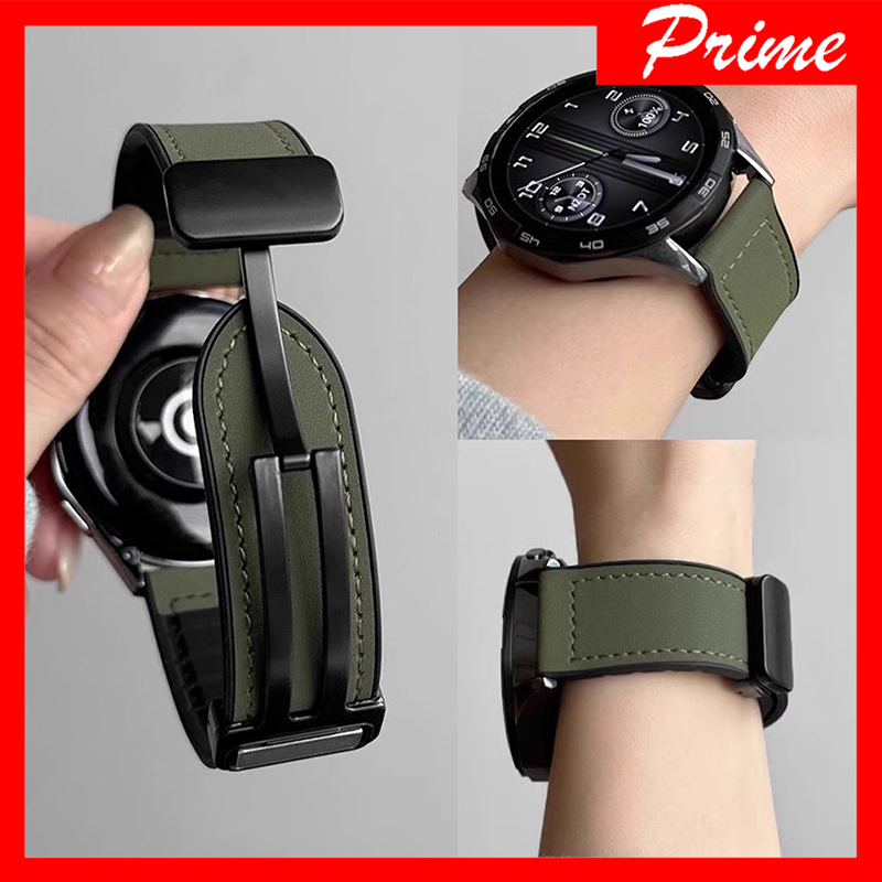 สายแบบแม่เหล็กซิลิโคน+หนังขนาด 22 มม. สําหรับ OPPO Watch X3 X2 X/4 Pro สายข้อมือสําหรับ OnePlus Watch 4 3 2 46 มม./2R