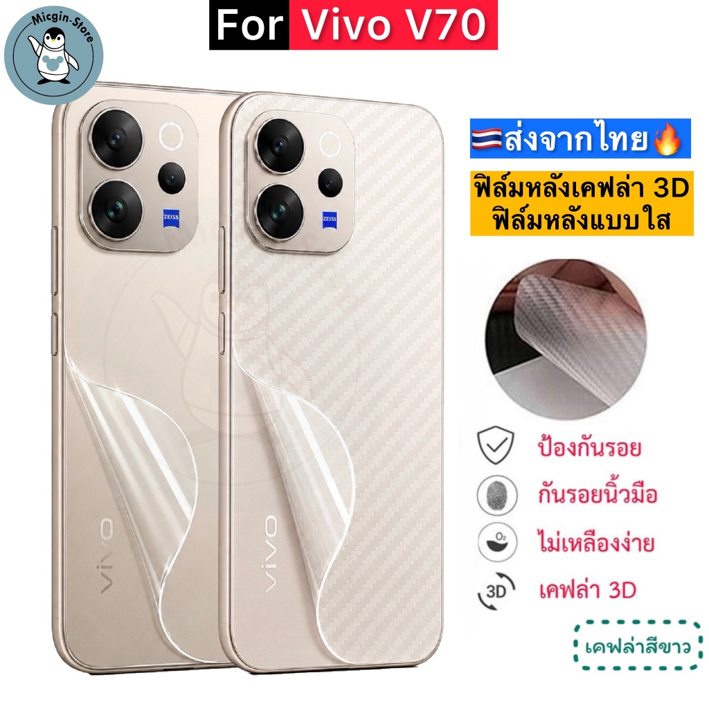 ฟิล์มหลัง สำหรับ Vivo V70 / VivoV70 🔥ฟิล์มหลังใส ฟิล์มกันรอยเคฟล่า 3D ส่งจากไทย🇹🇭