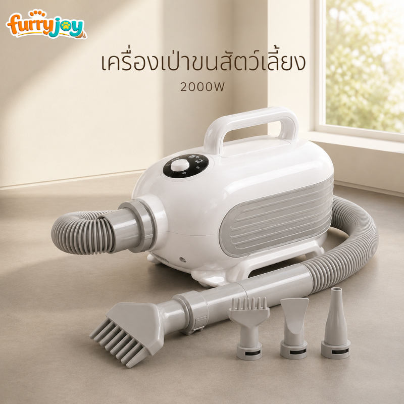 [FurryJoy] เครื่องเป่าขนสัตว์เลี้ยง เครื่องเป่าขนแมว มีประจุไอออนลบ ปรับแรงลมได้ 2000w