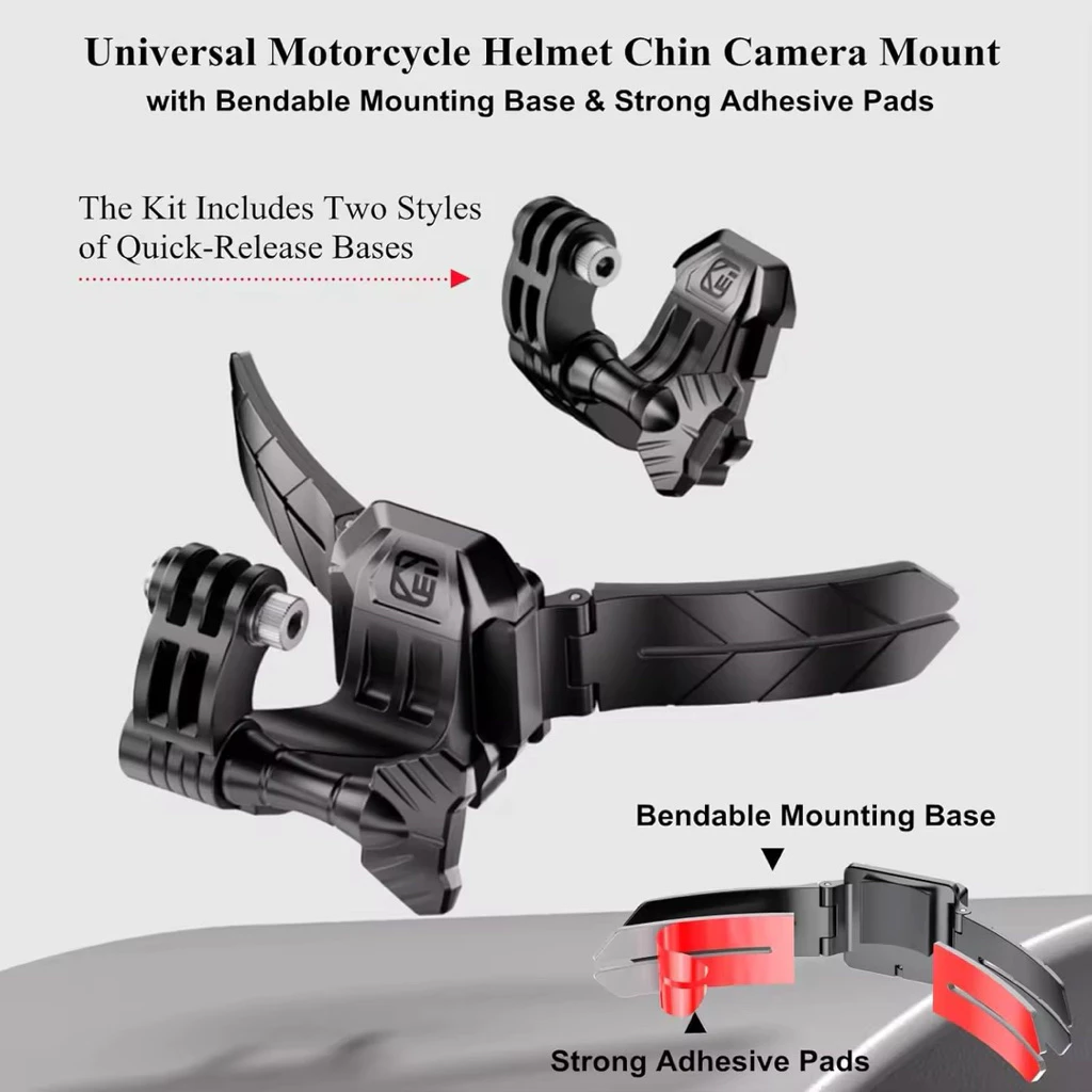 Kewig KWG-X3-GP ที่ยึดกล้องติดคางหมวกกันน็อค แผ่นฐานดัดโค้งได้ ถอดไว Quick Release สำหรับ GoPro / Insta360 / DJI thumbnail 6