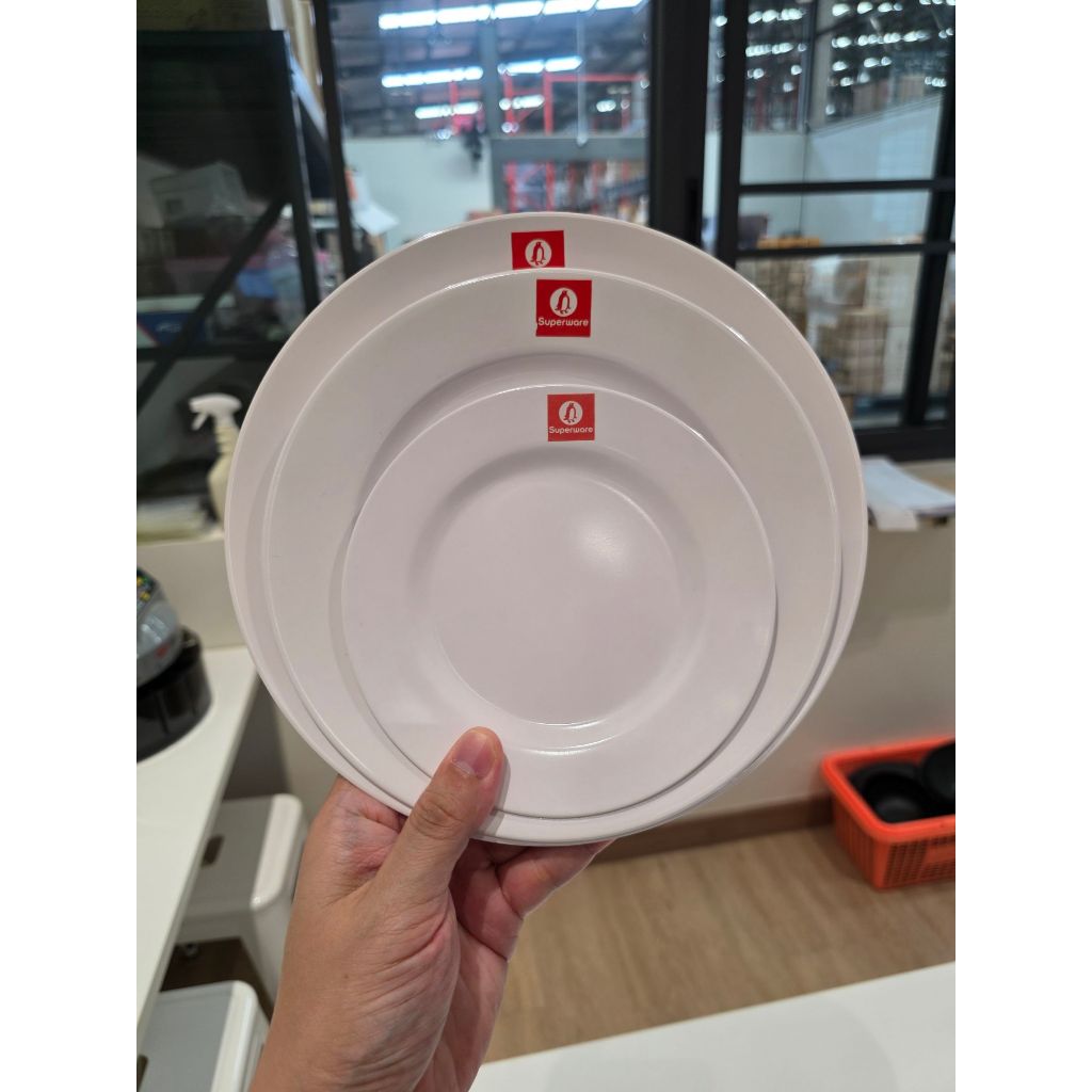 Superware จานทรงตื้นเมลามีน 6,8,9 นิ้ว จานอาหาร จานข้าวแกง จานตื้น ซุปเปอร์แวร์ #ทวีชัย