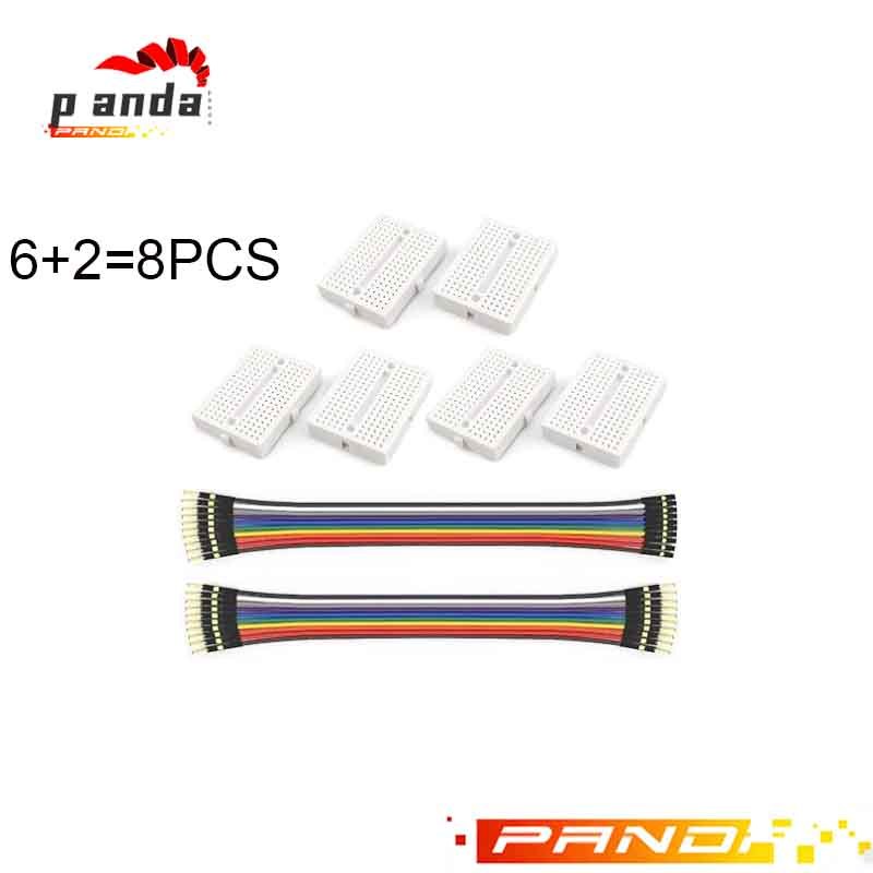 ชุด Breadboard ขนาดเล็กขนาดเล็ก 6 ชิ้นสีขาว 170 จุด Tie (รวมถึง 10-pin ชาย / หญิง + 10-pin ชาย / หญิง Jumper Wires)