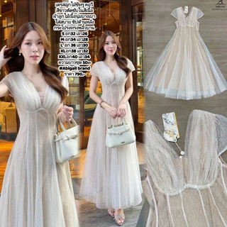 S-XXL✨ชุดลูกไม้สีขาว/ครีม/ชมพู/น้ำตาล/ฟ้า ชุดทำบุญ ชุดพรีเวดดิ้ง ชุดหมั้น ชุดไปงานแต่งงานบวช #Abigail