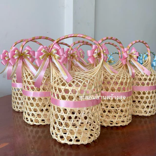 ชะลอมหูหิ้ว งานโบว์เล็ก ออกใบกำกับภาษีได้ มีหลายสีพร้อมตกแต่ง