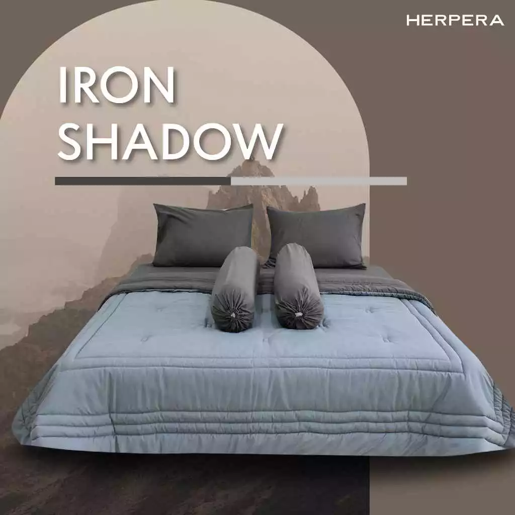 ชุดเครื่องนอน HERPERA พร้อมผ้านวมทูโทน สีเทาดำ-เทาเข้ม ขนาด 3.5/5/6 ฟุต