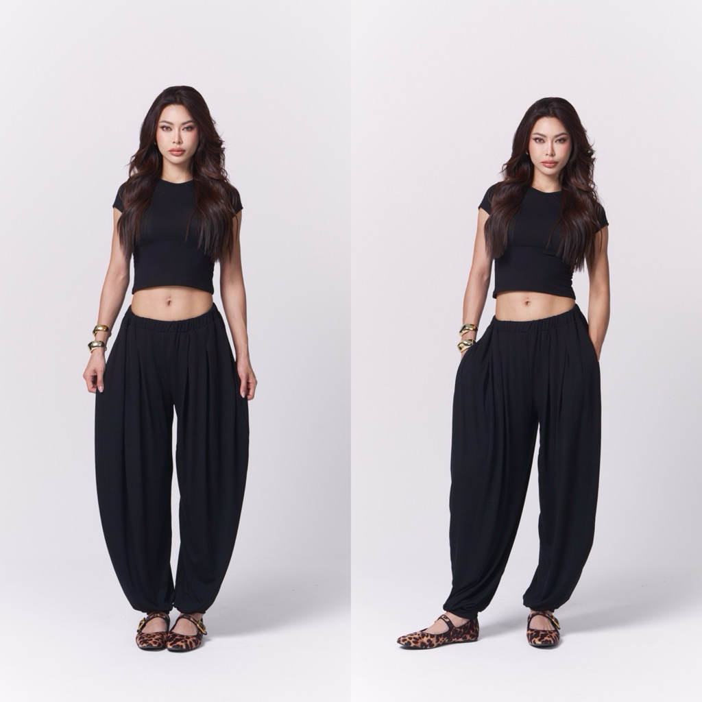 Atipashop - Genie Harem pants | กางเกงขายาวผ้าเรย่อน จั้มขา