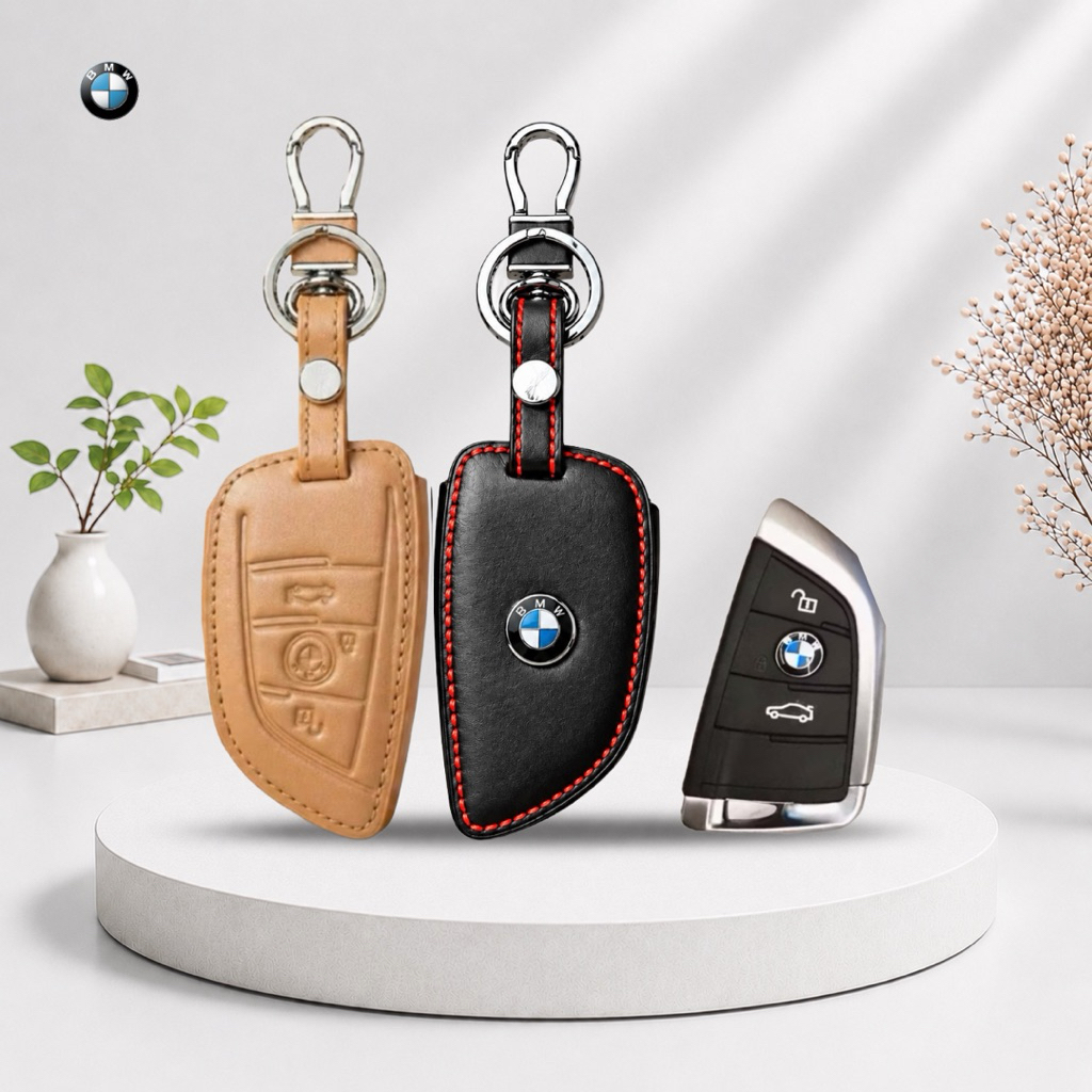 ซองหนังแท้ ใส่กุญแจรีโมทรถยนต์ รุ่นโลโก้เหล็ก Bmw X1,X5,220i Smart Key