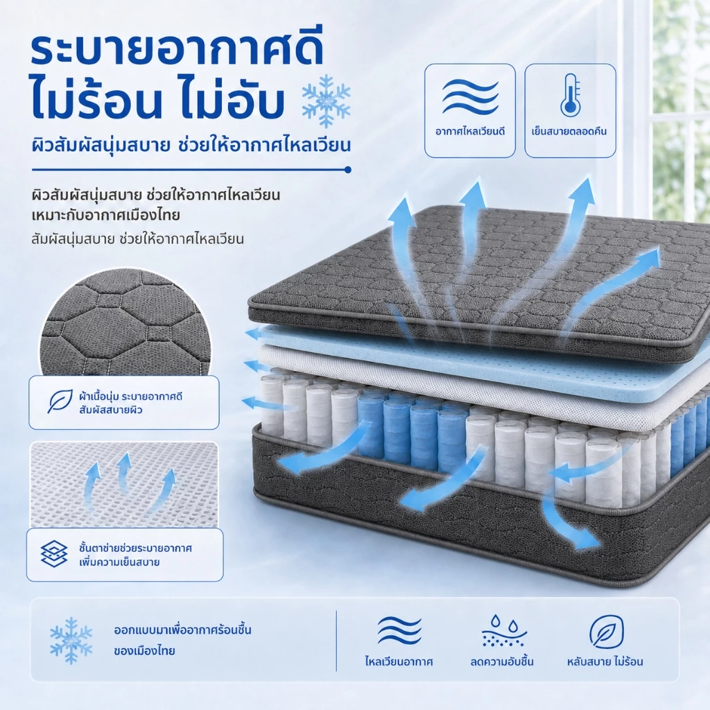 ที่นอนสปริง หนา 8/9 นิ้ว ขนาด 3.5/5/6 ฟุต thumbnail 5