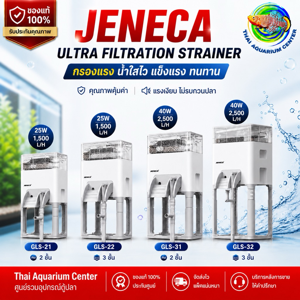เครื่องกรองตู้ปลา JENECA รุ่น Ultra Filtration Strainer สำหรับตู้ปลาขนาดกลาง–ใหญ่ ให้แรงดูดแรงไหลสูงช่วยกรองของเสียได้ดี
