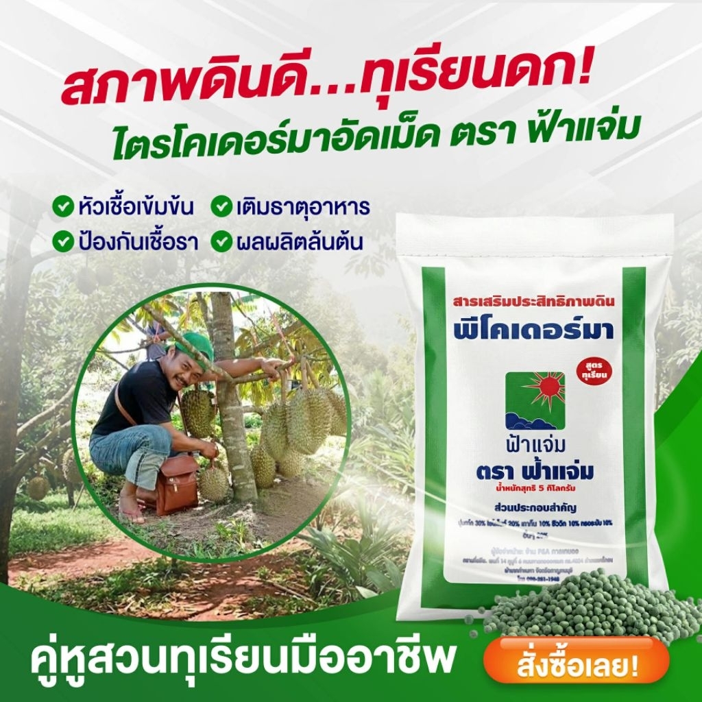 พีโคเดอร์มา ไตรโคเดอร์มาอัดเม็ด ตราฟ้าแจ่ม (ถุงละ 5 กิโลกรัม จำนวน 5 ถุง) ใช้ป้องกัน รักษาเชื้อราโรคพืชทางดิน