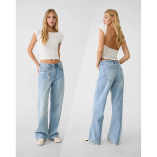 Str Straight Jeans กางเกงยีนส์สีฟอก เอวสูง สีสวย งานสวย