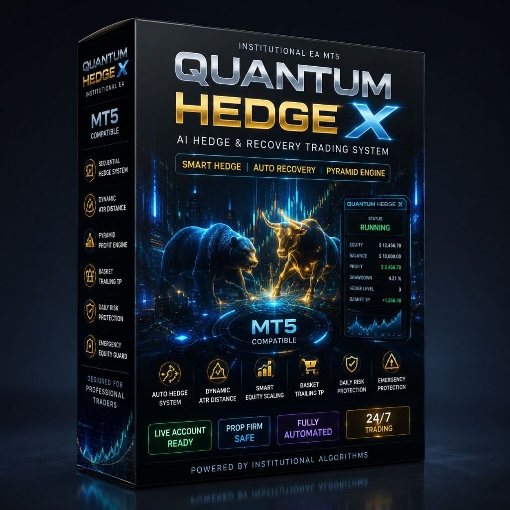 QUANTUM HEDGE X EA MT5 | ระบบ Hedge Recovery + Pyramid Auto Trading สำหรับ XAUUSD & Forex