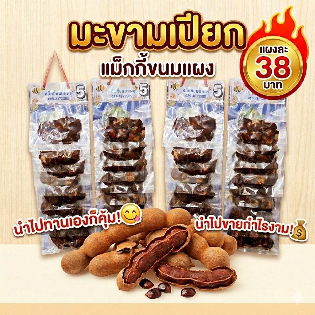 🤎 มะขามเปียก(ยกแผง 10 ห่อ) เปรี้ยวสะใจ สะอาด สะดวก ตัวช่วยคู่ครัวไทย!