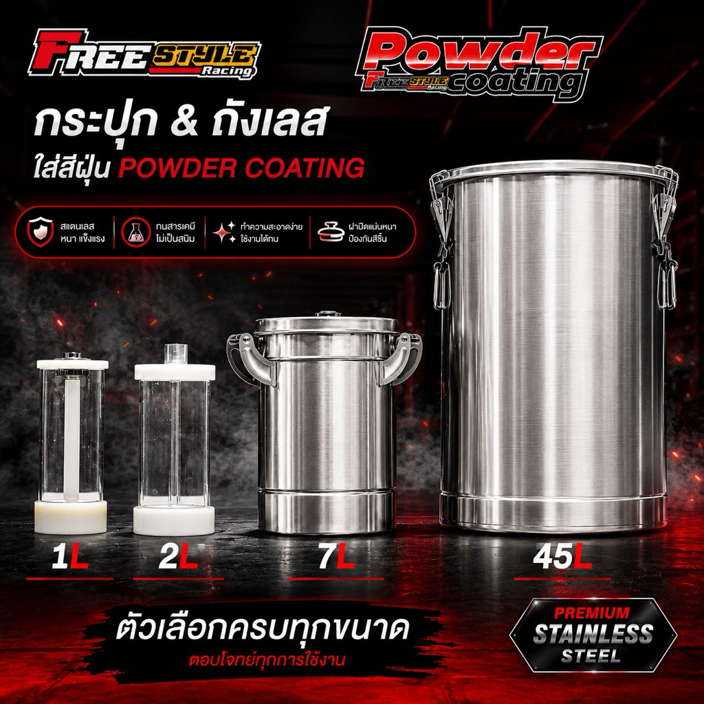⚡️ส่งโคตรด่วน⚡️ถังใส่สีฝุ่นพาวเดอร์โค็ท มี 4 ขนาด สำหรับเครื่องพ่นระบบดูด