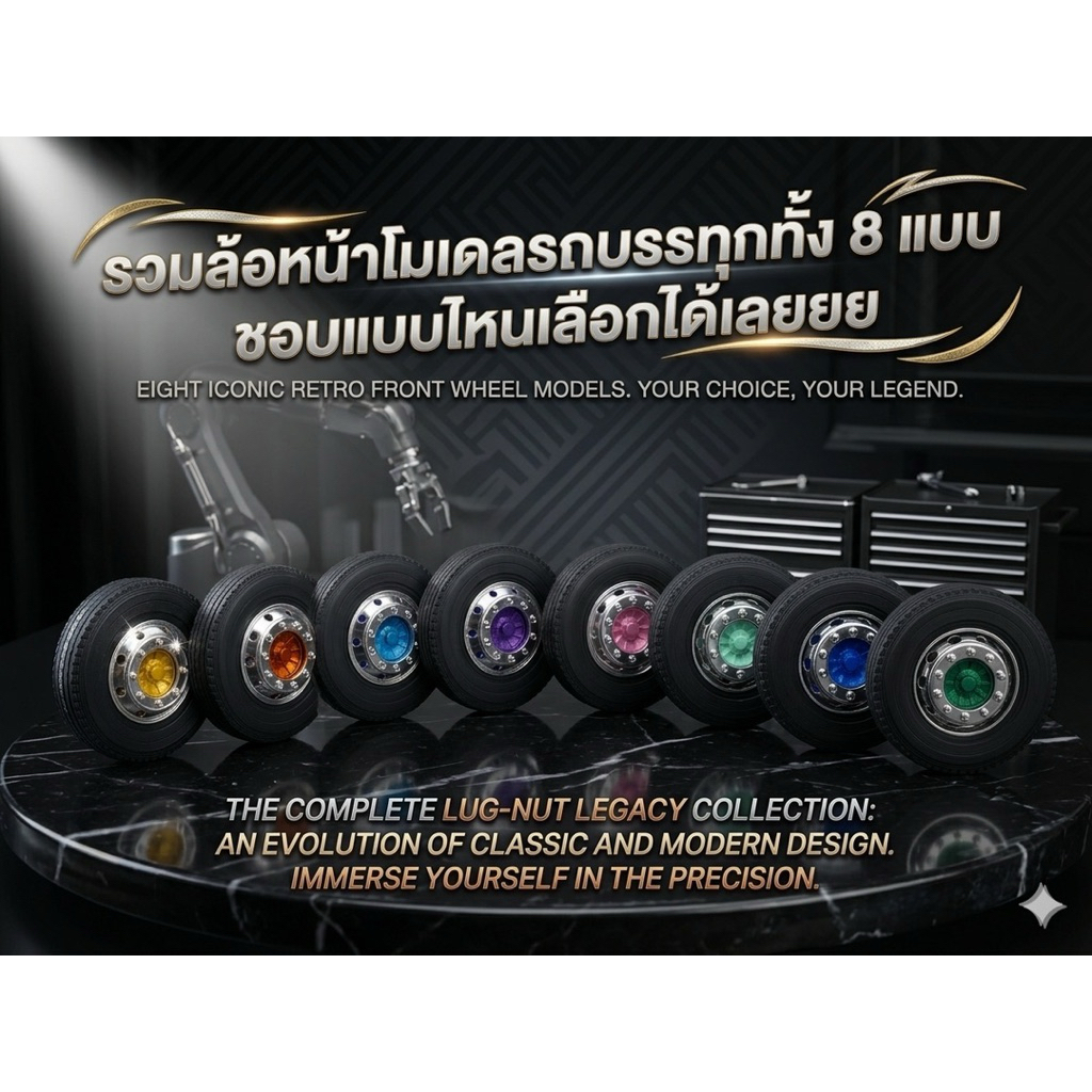 ล้อหน้าโมเดลรถบรรทุกสเกล1:24 มี 8 แบบ ขนาด 4.5 cm