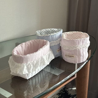 Mellow Cloud Basket ตะกร้าผ้ามินิมอลพาสเทล สไตล์เกาหลีน่ารัก น้ำหนักเบา ใส่เครื่องสำอาง ของจุกจิก แต่งโต๊ะ แต่งห้อง 🧺🌷