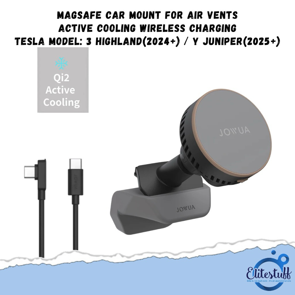 Jowua MagSafe Car Mount for Air Vents for Tesla Model: 3HL / Y JNP - แท่นชาร์จพร้อมระบบระบายความร้อน