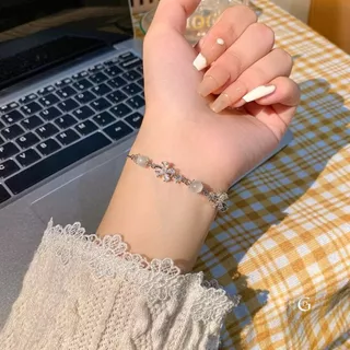 GLAMOR✨กำไลข้อมือเงินแท้ Eye Flower กำไลข้อมือดอกไม้ตาแมว กําไลข้อมือผู้หญิง