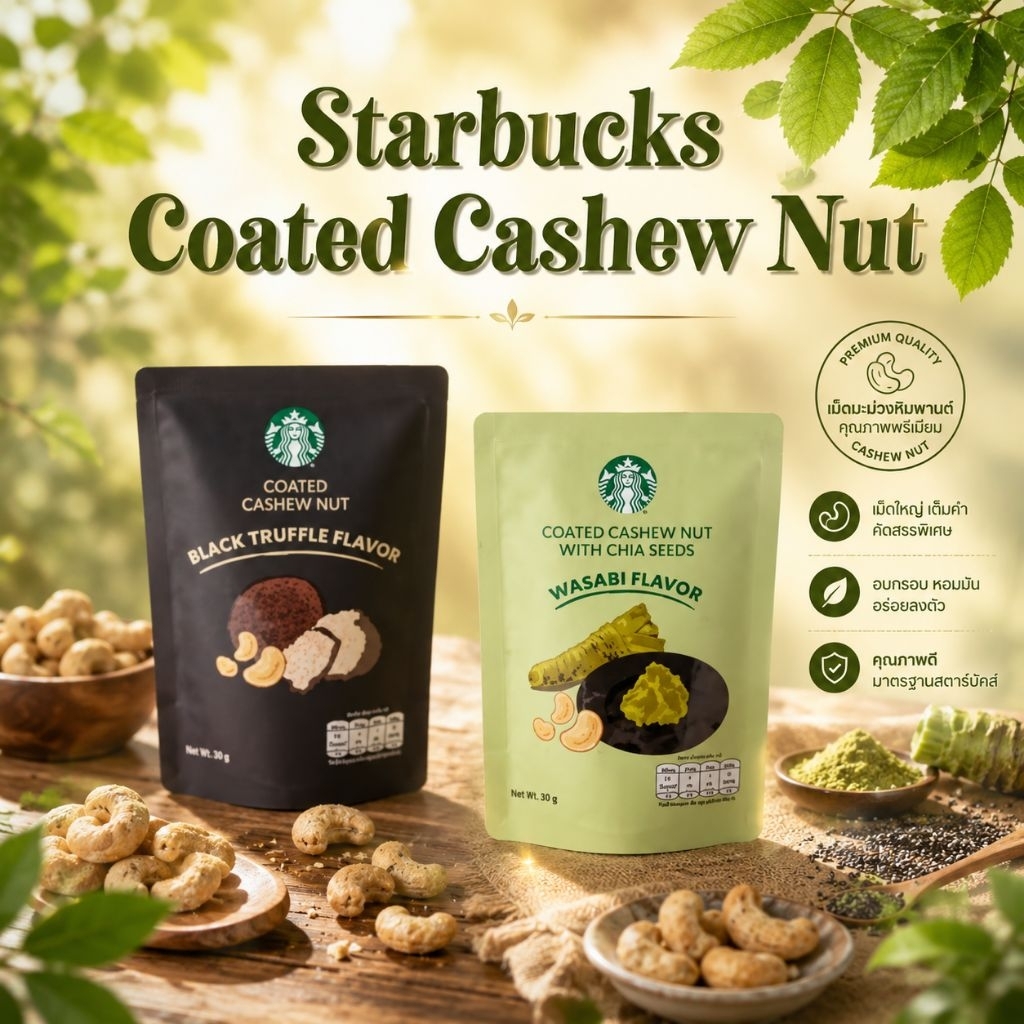 Starbucks COATED CASHEW NUT | เมล็ดมะม่วงหิมพานต์ ตราสตาร์บัคส์