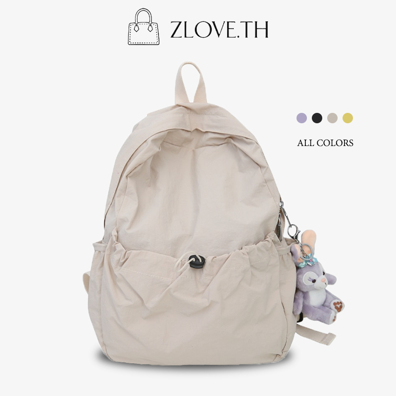 ZLOVE กระเป๋านักเรียน กระเป๋าเป้สะพายหลังสำหรับสาว กระเป๋าเป้ของสาวๆ สีทึบ สไตล์วันหยุดลำลอง  ความจุเยอะ
