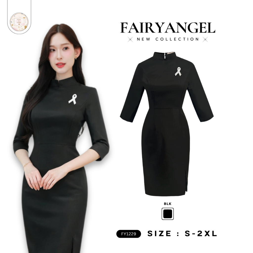 Fairyangelstore - เดรสคอจีนราชนิกูลบวกเข็มกลัด (FY1229)