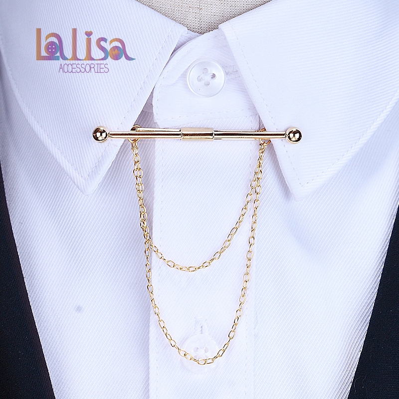 ข็มกลัดติดปกเสื้อ โซ่คู่หรู ลุคผู้ดี Attached to the collar of the shirt Suits XSJ11