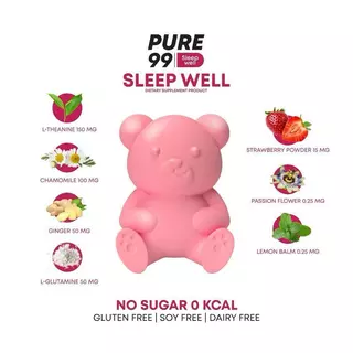 [60 แคปซูล 1 กระป๋อง] Pure99 Sleep Well Gummy (กัมมี่ช่วยการนอนหลับ)