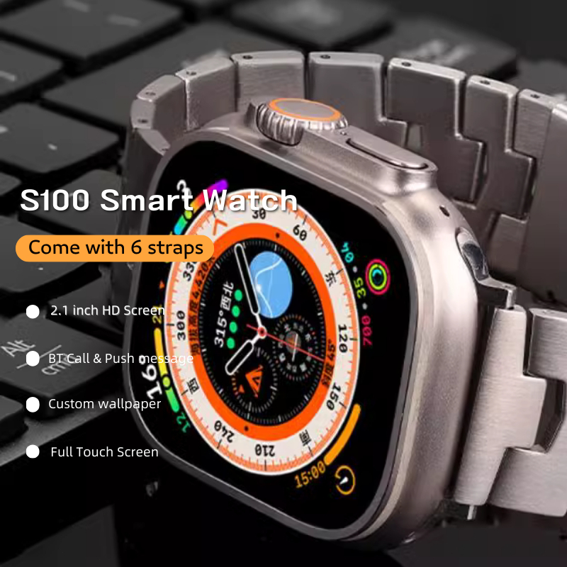 Smart Watch Ultra 7 in 1 Waterproof 7 Straps Men Women 49MM Bluetooth Call Heart Rate Wireless Charger