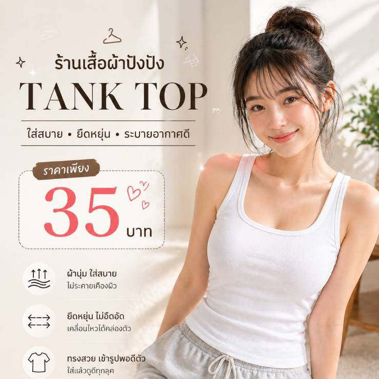 เสื้อกล้ามซับในในนักเรียน นักศึกษา เด็กผู้ใหญ่ใส่ได้ ใส่สบายไม่ระคายผิว ดีไซน์คอยู (ไม่มีบรา) เสื้อกล้ามผู้หญิง