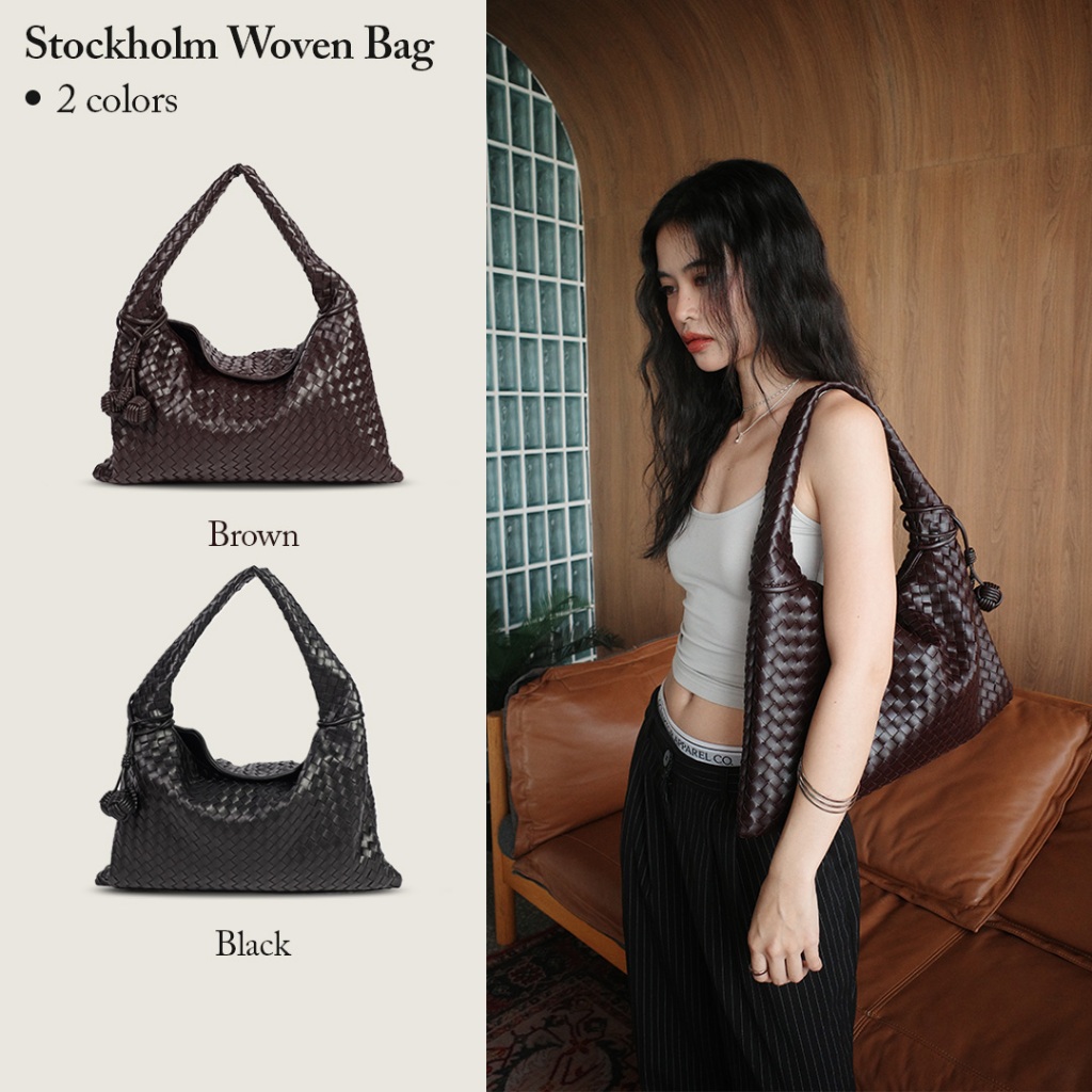 MUNIGA รุ่น Stockholm Woven Bag กระเป๋าสาน สะพายไหล่ กระเป๋าใส่โน๊ตบุ๊คได้ กระเป๋าใส่ไอแพด ขายดี