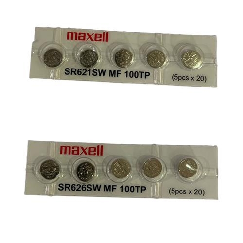 ถ่านกระดุม Maxell SR621SW,SR626SW,SR621,SR626 ,364,377 แบบหลุม แบ่งจำหน่าย จำนวน 1เม็ด,5เม็ด,10เม็ด
