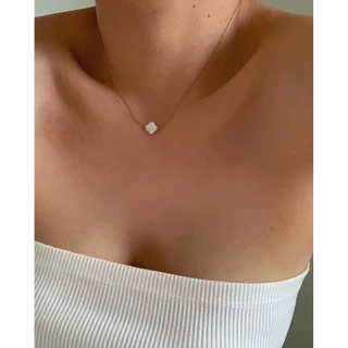 สร้อยมุก สร้อยสเตนเลส Nickle free กันน้ำ กันเหงื่อ HER OBJECTIVE_HER CLOVER PERL PENDANT NECKLACE