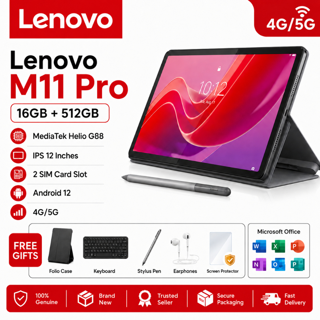 🔥 Lenovo Tab M11 2025 16GB+512GB | แท็บเล็ตจอใหญ่ | 4G/5G WiFi | Dual SIM | ส่งฟรี