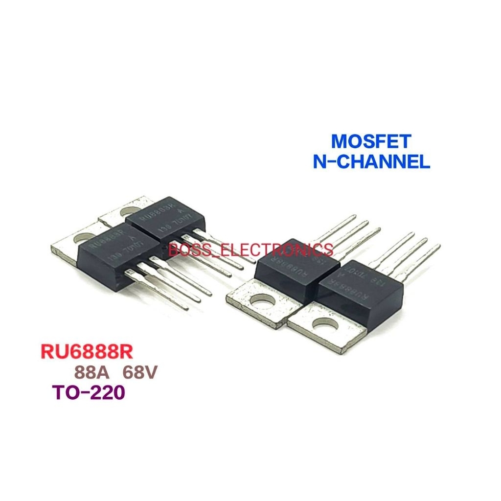ราคา 1ตัว 👉👉 RU6888R RU6888 6888R MOSFET N-Channel TO-220 88A 68V Power Mosfet  พาวเวอร์มอสเฟต 3ขา
