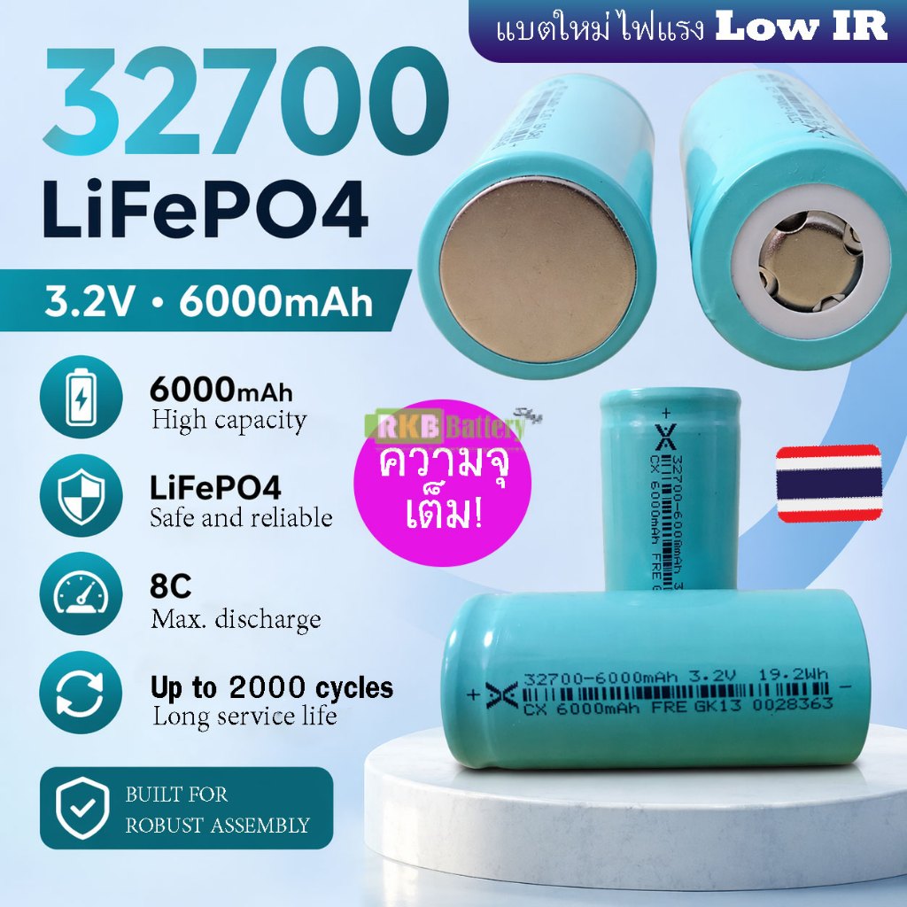 [พร้อมส่ง] ถ่านชาร์จ แบตเตอรี่ LiFePO4 32700 3.2v 6000mAh 6500mAh LiFePo4 Rechargeable Lithium iron 