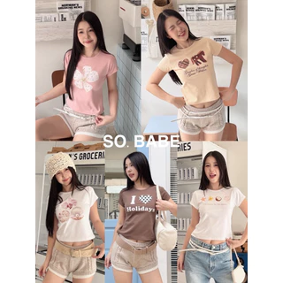 เสื้อทรงslim พอดีตัว เสื้อbaby tee ลายสุดน่ารัก ลายยอดฮิต