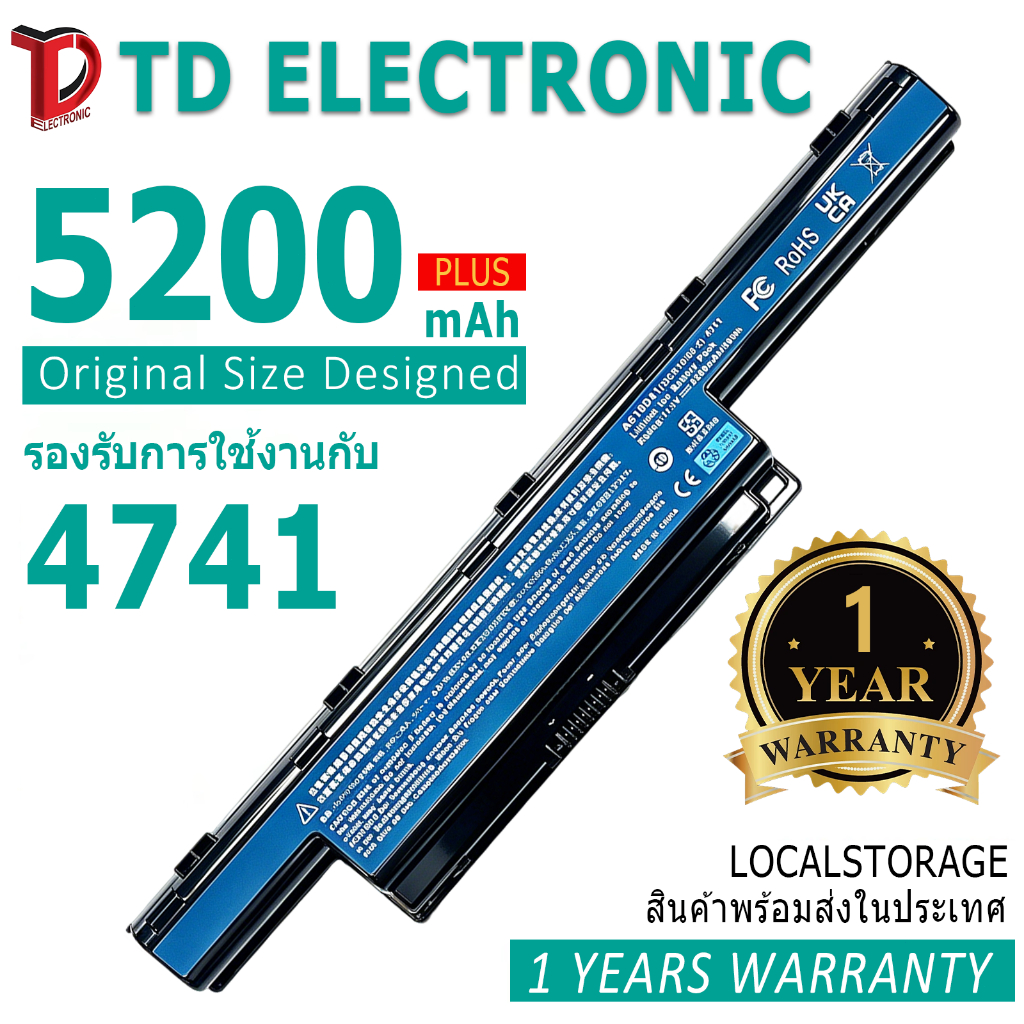 แบตเตอรี่โน้ตบุ๊ค Replacement 4741 laptop Battery compatible for ACER 4349 4750 4755 E1-431 E1-471