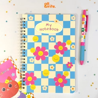 allwrite สมุดริมลวด แบบมีเส้น ลายดอกไม้ A5 จำนวน 50 แผ่น AW490
