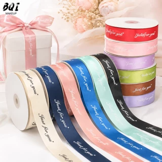 ริบบิ้นซาติน Just For You 2.5ซม. x 41ม. ริบบิ้นพิมพ์ลาย สำหรับห่อของขวัญ ช่อดอกไม้ งานแต่ง DIY