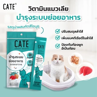 1แพ็ค (4 ซอง) CATE เคท ขนมแมวเลีย สูตรเสริมภูมิ พรีไบโอติก คอลลาเจน แคลเซียม