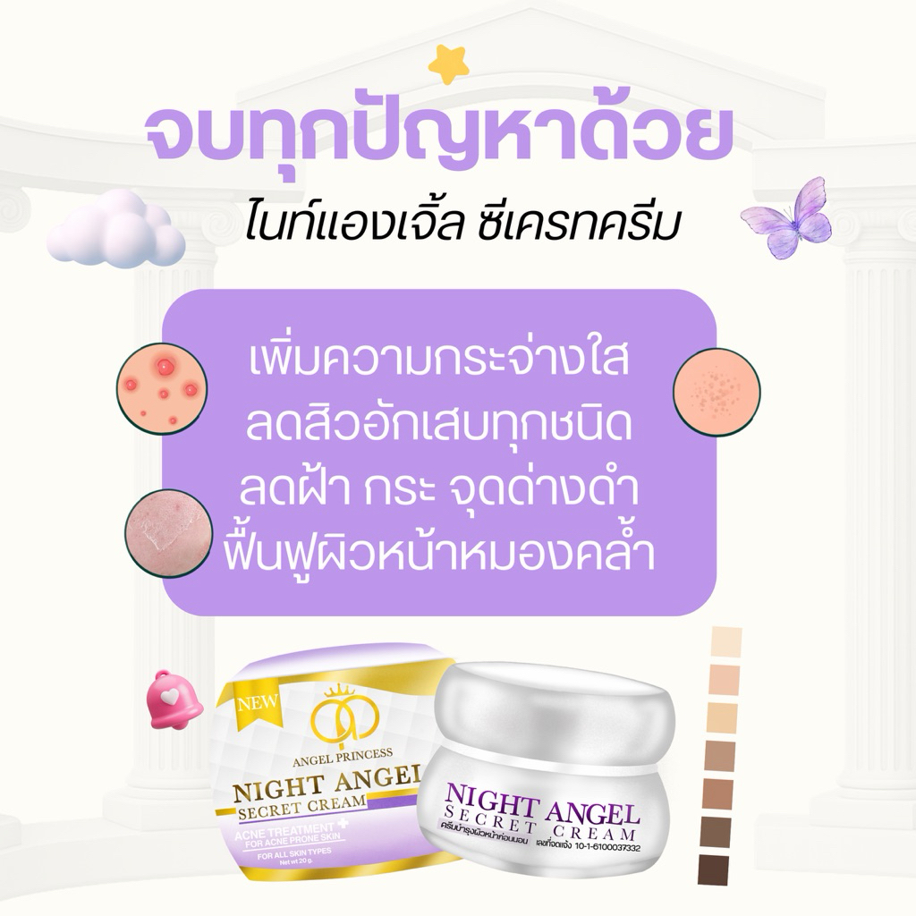 ไนท์ครีม ลดสิว ขนาดทดลอง 10 กรัม ( ไม่มีกล่องนะคะ ) 💖🐻