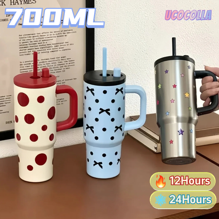 UCOCOLLA （COD）แก้วเก็บความเย็น 700ML เก็บความร้อนและความเย็น สแตนเลส 316 เรียบง่ายและมีสไตล์