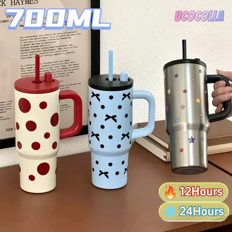 UCOCOLLA （COD）แก้วเก็บความเย็น 700ML เก็บความร้อนและความเย็น สแตนเลส 316 เรียบง่ายและมีสไตล์
