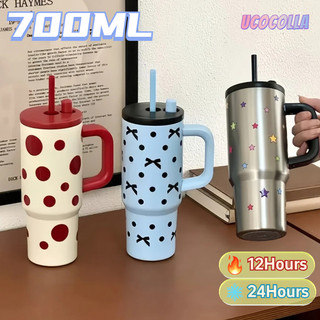 UCOCOLLA （COD）แก้วเก็บความเย็น 700ML เก็บความร้อนและความเย็น สแตนเลส 316 เรียบง่ายและมีสไตล์
