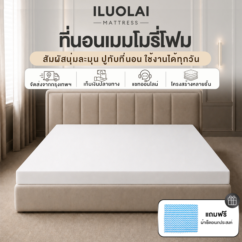 ที่นอนโฟมฟองน้ํา 60D ความหนาแน่นสูง ระบายอากาศได้ดี รองรับสรีระ ลดแรงกดทับ บอกลาอาการปวดหลังขนาด