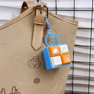 พร้อมส่ง MJ249พวงกุญแจปุ่มคีย์บอร์ด DIYของเล่นคลายเครียด การ์ตูน Keycap Clicker ของเล่นมีเสียง